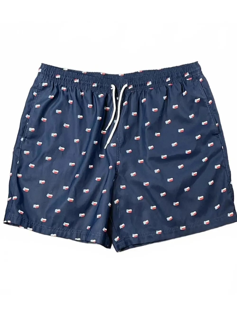 Magellan Men's Navy Blue Board Swim Shorts with Texas Flag Print - Size XL